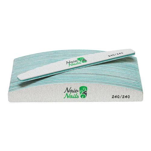 Pakuotė po 25 - Zebra pilkos pusmėnulio formos nagų dildės 240/240 grūdėtumo