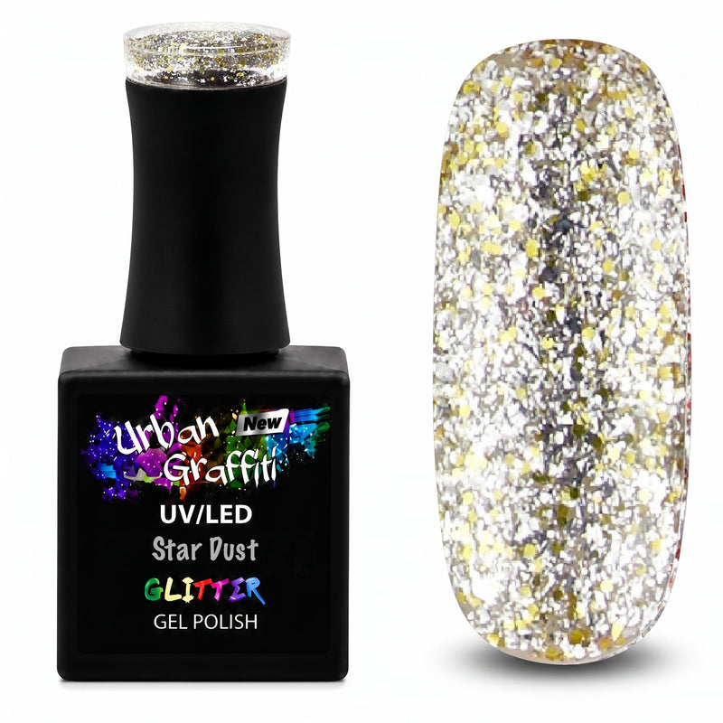 Star Dust - UGGP-A0906 Vernis Gel Pailleté Argent et Or Graffiti Urbain 15ml