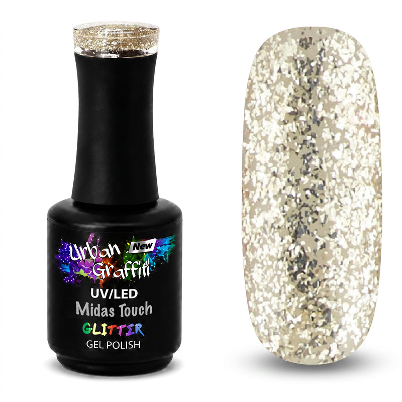 Midas Touch - UGGP-A0914 Urban Graffiti Auksinis Blizgučių Gelinis Nagų Lakštas 15ml