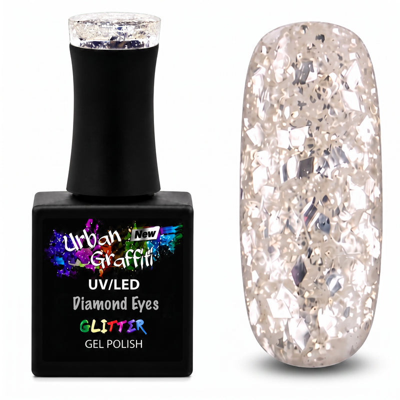 Diamond Eyes - UGGP-A0923 Urban Graffiti Sidabrinis Blizgučių Gelinis Nagų Lakštas 15ml